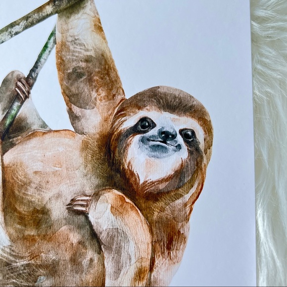 Watercolor Sloth Illustration Wall Art Print Poster Unframed - Picture 6 of 9